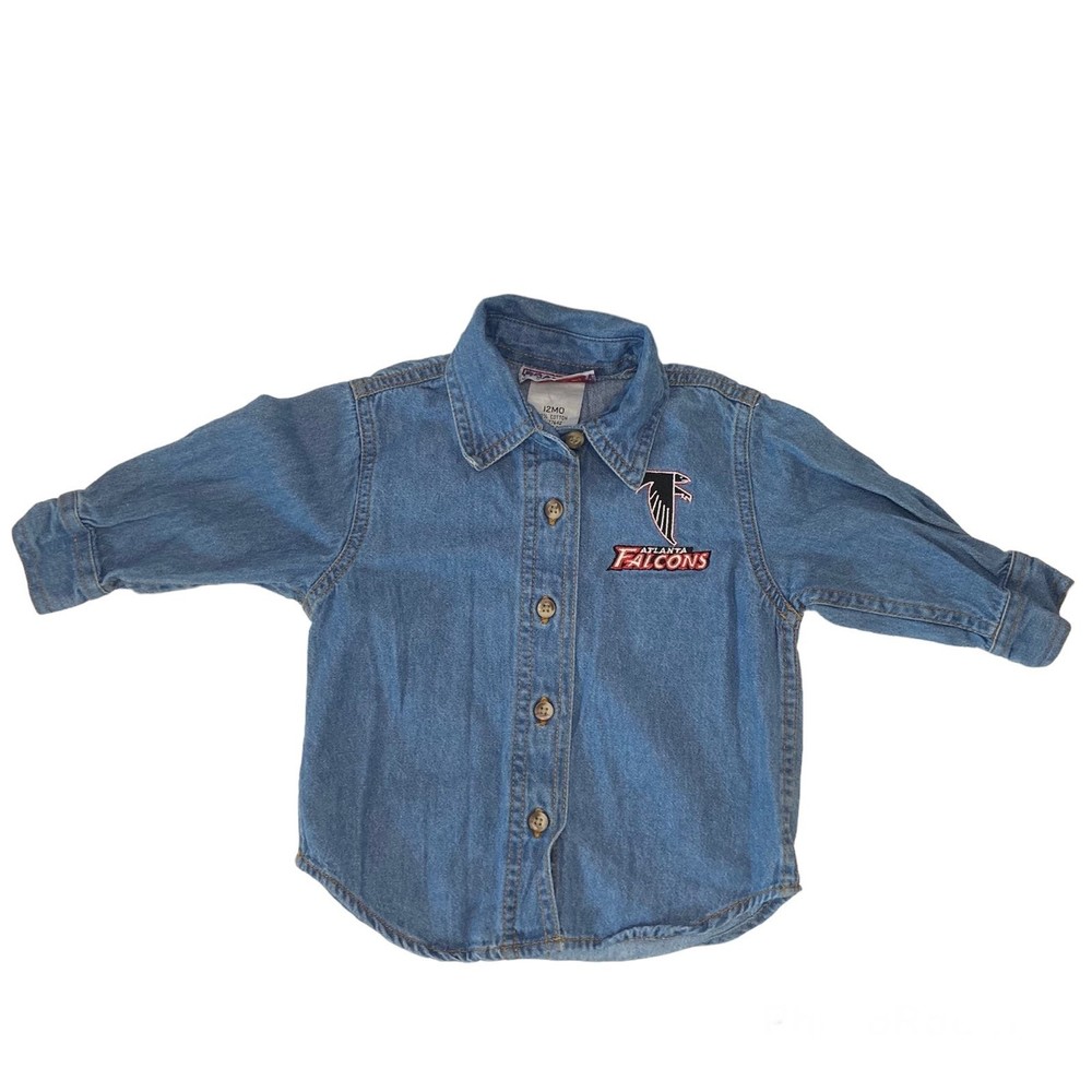 Atlanta Falcons Blue Button Down Long Sleeve Shirt Size 12 Months Toddler